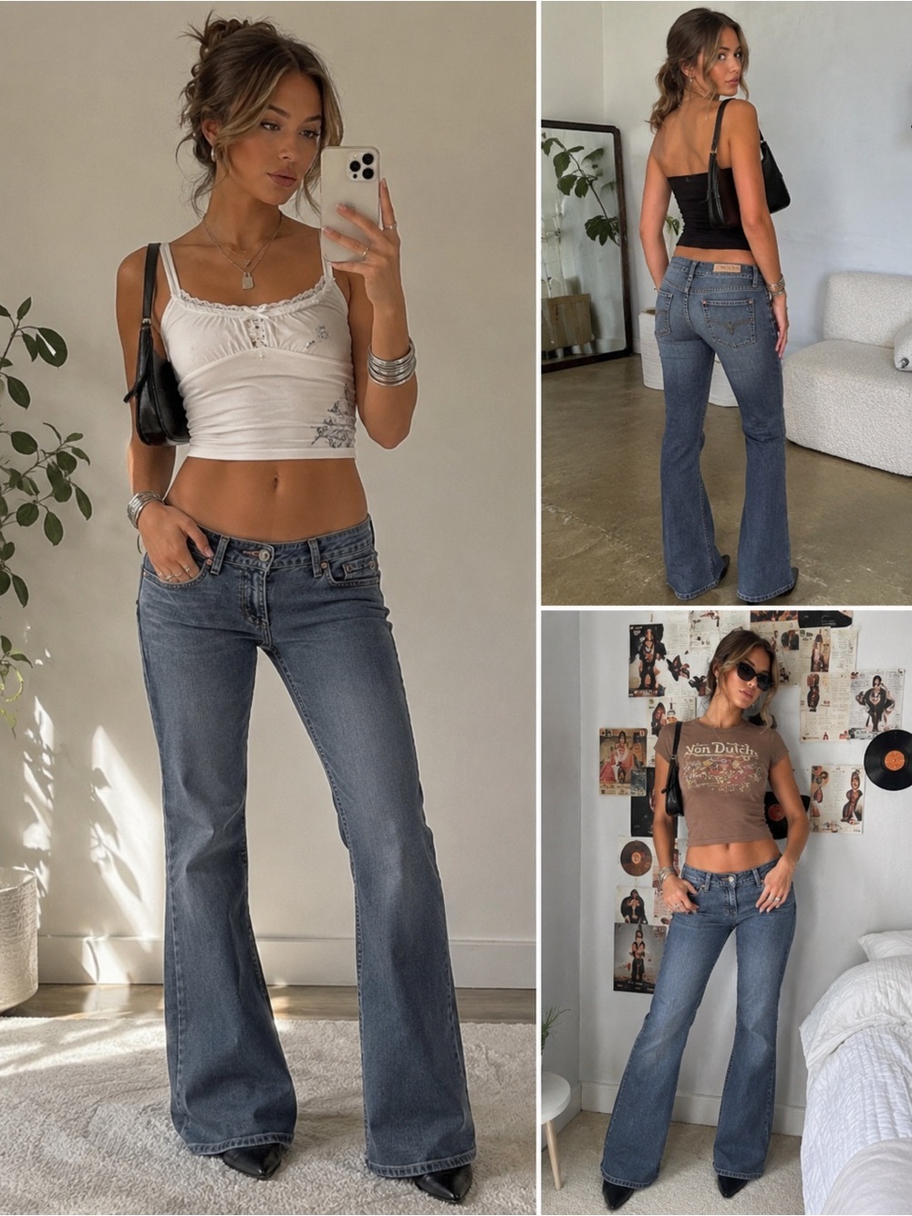 Paris Blues‎ Vintage Y2K Low Rise Bell Bottom Flare Denim Jeans Blue Size 9